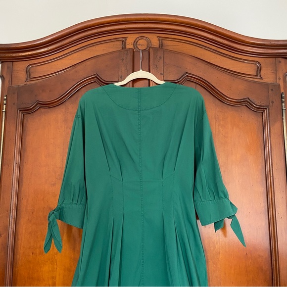 Grey Jason Wu Kelly Emerald Green Midi Button Front Shirt Dress | Size 10 - Picture 10 of 13